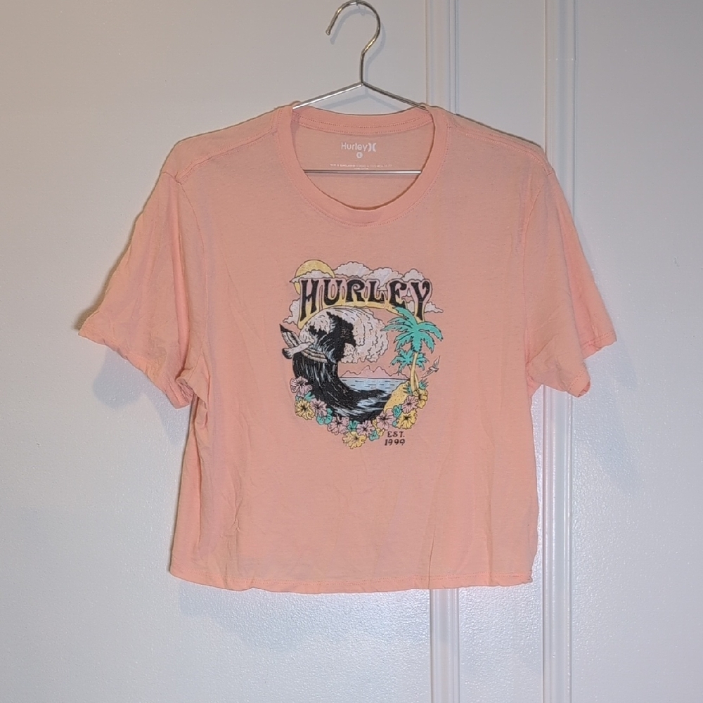 Hurley Peach Graphic Crop Top